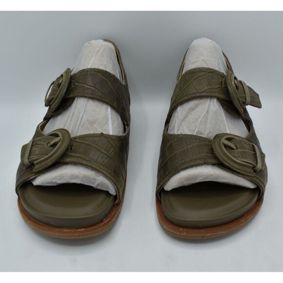 Sofft Womens Size 11 Adalia Olive Buckle Croc Embossed Suede Leather Sandals - Picture 7 of 11